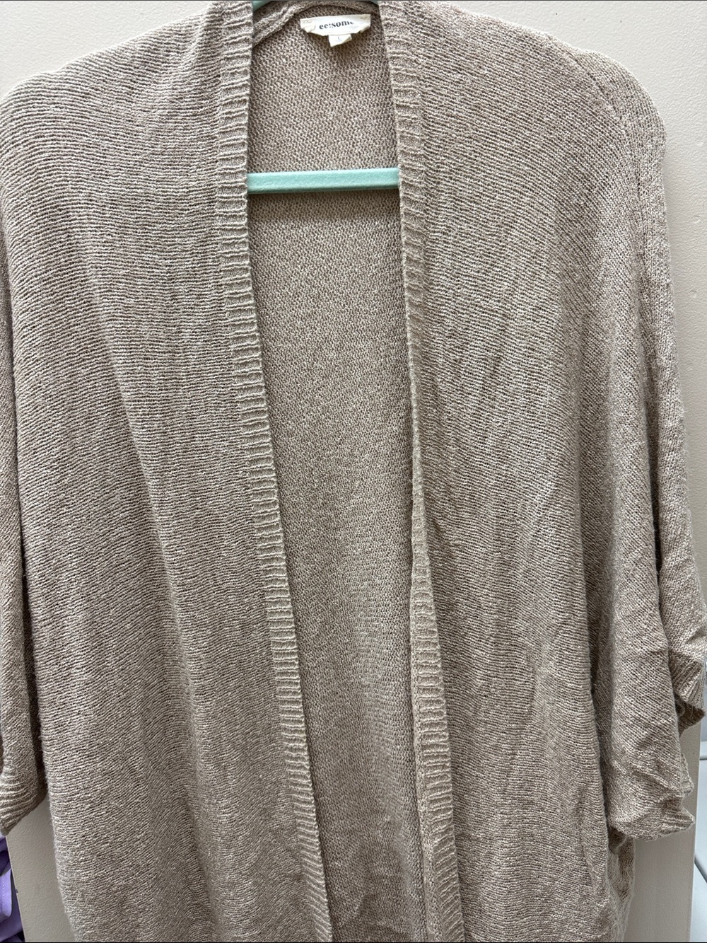 eesome Light Taupe Open-Front Women's Cardigan